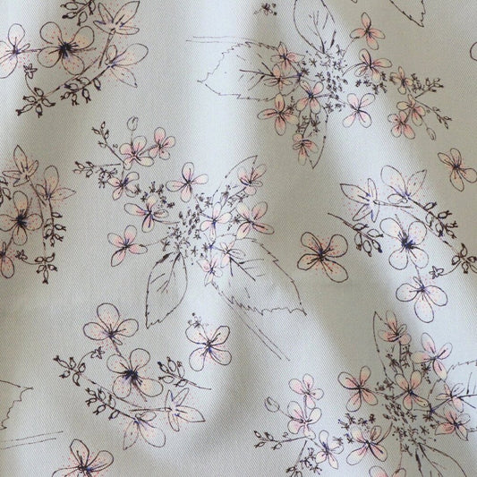 Hydrangea Paniculata Fabric in Soft Grey