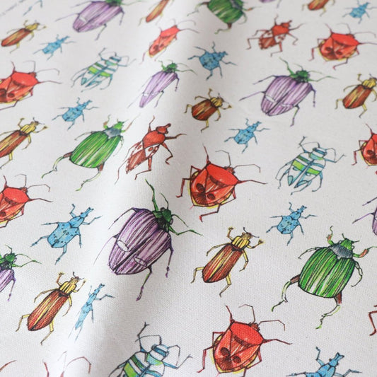 Natural Organic & White Cotton Beetle Fabric-Featured in British Vogue